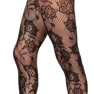 INC womens  Floral Lace Tights  Black Med-Large 5'2